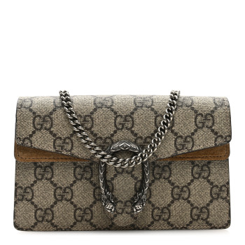 GUCCI GG Supreme Monogram Super Mini Dionysus Shoulder Bag Taupe