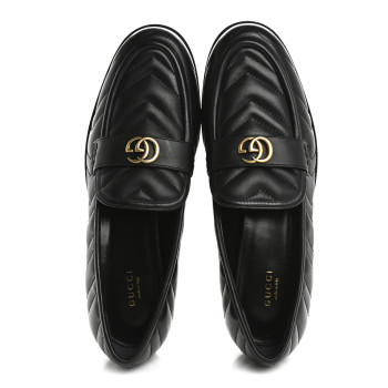 GUCCI Nappa Matelasse Double G Marmont Loafers 41 Black