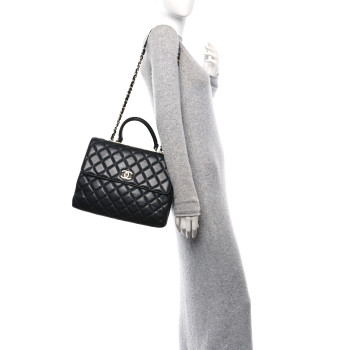 CHANEL Lambskin Quilted Large Trendy CC Dual Handle Flap Bag Black
