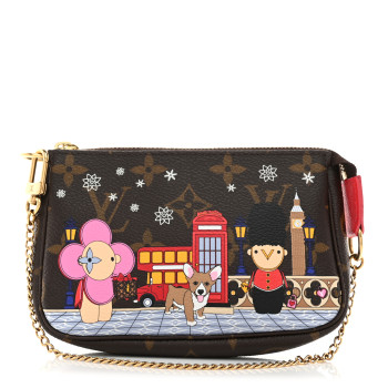 LOUIS VUITTON Monogram 2021 Christmas Animation London Mini Pochette Accessories Red