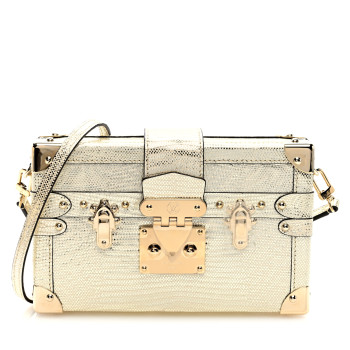 LOUIS VUITTON Metallic Lizard Petite Malle Silver