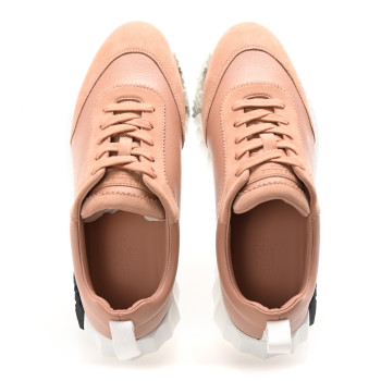 HERMES Suede Lambskin Bouncing Sneakers 39 Nude