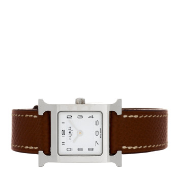 HERMES Stainless Steel Epsom 21mm Heure H Hour Quartz Watch Gold