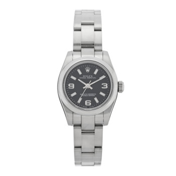 ROLEX Stainless Steel 26mm Oyster Perpetual Watch Black 176200