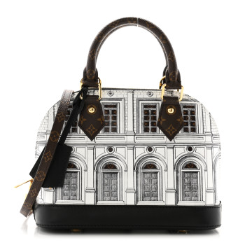 LOUIS VUITTON X FORNASETTI Calfskin Architettura Alma BB Black White LOUIS VUITTON X FORNASETTI Calfskin Architettura Alma BB Black White