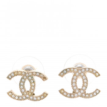 CHANEL Crystal CC Earrings Gold