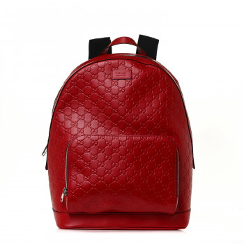 GUCCI Guccissima Signature Day Backpack Hibiscus Red