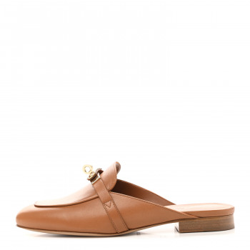 HERMES Cotton Canvas Calfskin Oz Mules 36 Naturel Beige Dore