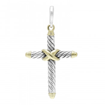DAVID YURMAN Sterling Silver 14K Yellow Gold Cross Pendant