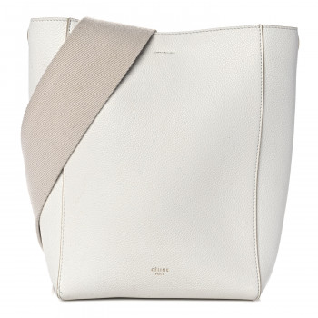 CELINE Soft Grained Calfskin Small Sangle Bucket Bag White