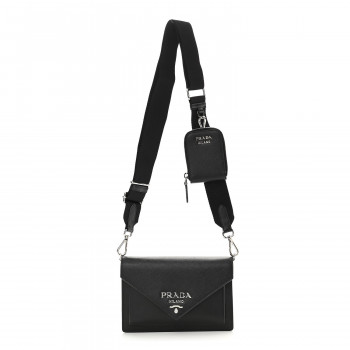 PRADA Saffiano City Calf Mini Envelope Bag Black