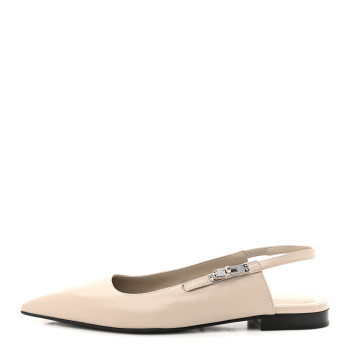 HERMES Nappa Lovely Slingback Mules 37 Beige Galet