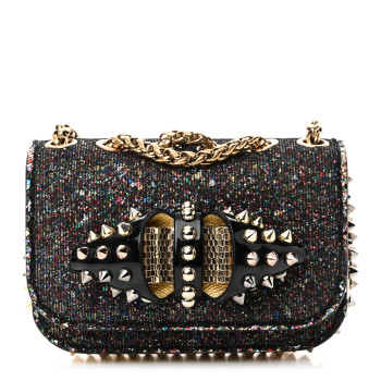 CHRISTIAN LOUBOUTIN Glitter Calfskin Spikes Sweety Charity NV Crossbody Gold