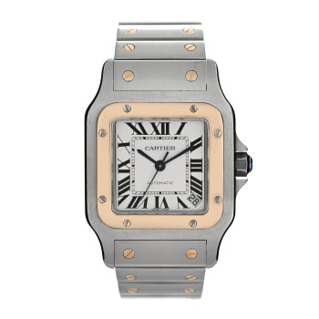 CARTIER Stainless Steel 18K Yellow Gold 32mm Santos De Cartier Galbee Automatic Watch