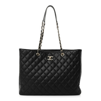 CHANEL Caviar Quilted Large Shopping Tote Black