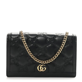 GUCCI Calfskin GG Matelasse Chain Wallet Black
