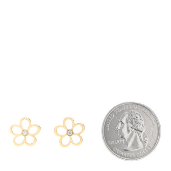 TIFFANY 18K Yellow Gold Diamond Small Open Flower Earrings