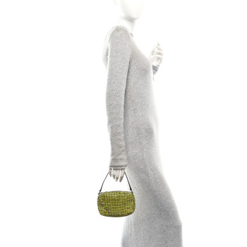 ALEXANDER WANG Mesh Crystal Rhinestone Mini Heiress Pouch Lemon