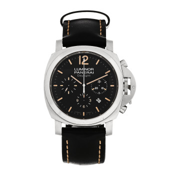 PANERAI Stainless Steel Calfskin 44mm Luminor Daylight Chronograph Automatic Watch Black PAM00356