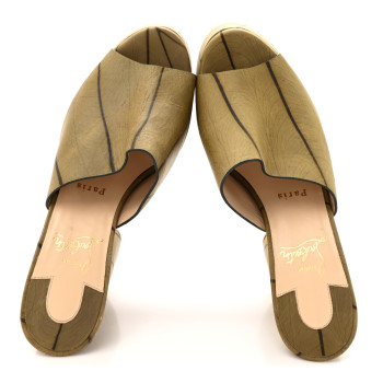 CHRISTIAN LOUBOUTIN Cario Leaf Yazemule 130 Platform Sandals 38 Kaki
