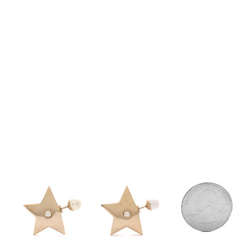 CHRISTIAN DIOR Metal Pearl Star Earrings Gold