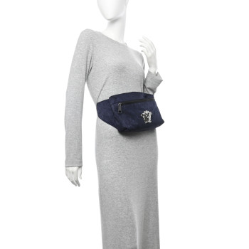 VERSACE Jacquard Barocco Medusa Belt Bag Blue