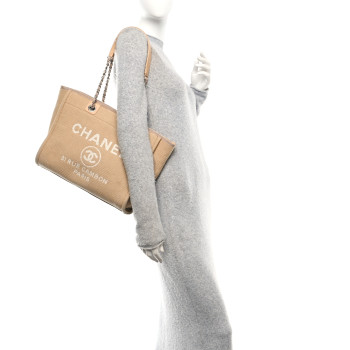 CHANEL Mixed Fibers Small Deauville Tote Beige
