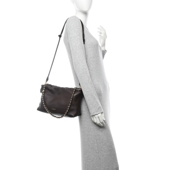LOEWE Mellow Nappa Medium Donut Chain Flamenco Knot Clutch Dark Burgundy