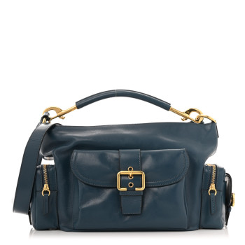 CHLOE Shiny Buffalo Medium Double Carry Camera Bag Tapestry Tapestry Blue