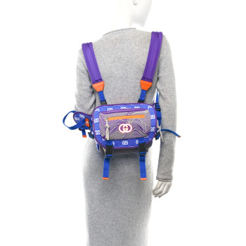 GUCCI Jersey GG Monogram All Over Sporty Flap Backpack Blue Multicolor