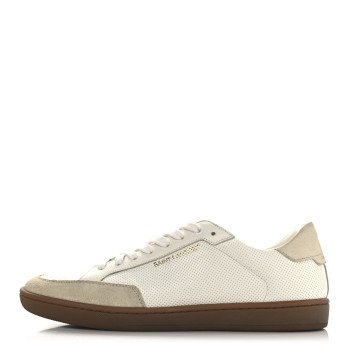 SAINT LAURENT Calfskin Perforated Suede SL10 Court Classic 41 White