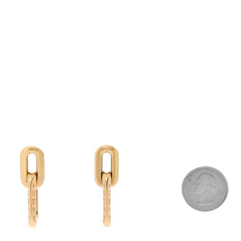 LOUIS VUITTON Metal LV Edge Double Hoop Earrings Gold
