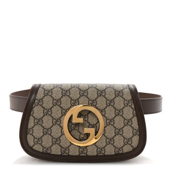 GUCCI GG Supreme Monogram Textured Dollar Calfskin Blondie Belt Bag 95 38 Beige Ebony New Acero
