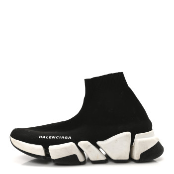 BALENCIAGA Technical 3D Recycled Knit Bi-Color Sole Womens Speed 2.0 Sneakers 35 Black White