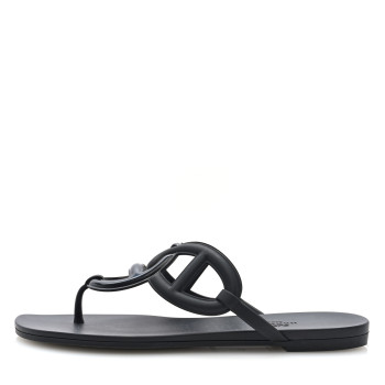 HERMES Rubber Womens Egerie Sandals 38 Black