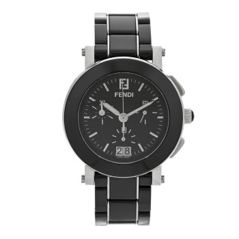 FENDI Stainless Steel Ceramic 38mm Chronograph Quartz Watch Black
