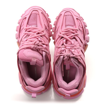 BALENCIAGA Mesh Nubuck Effect Fabric LED Womens Track Sneakers 39 Pink