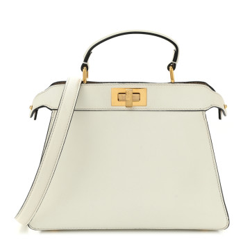 FENDI Vitello Seta Nappa Bi-Color Small Peekaboo I SEE U Satchel White Ice Light Rose Tortora