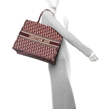 CHRISTIAN DIOR Oblique Large Book Tote Burgundy Multicolor