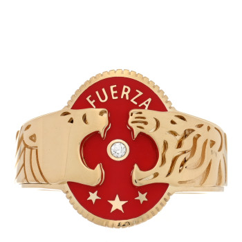 FOUNDRAE 18K Yellow Gold Enamel Diamond Strength Cigar Band 57 8 Red