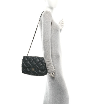 CHANEL Calfskin Quilted Large Bubbly Flap Black