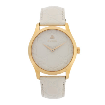 GUCCI Stainless Steel Calfskin 38mm G-Timeless Quartz Watch White