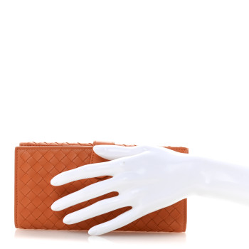 BOTTEGA VENETA Nappa Intrecciato Continental Snap Wallet Tangerine