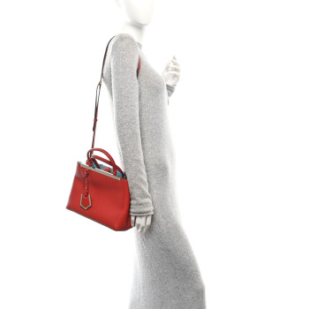 FENDI Vitello Dolce Century Petite 2Jours Tote Bloody Mary Turchese Pallido