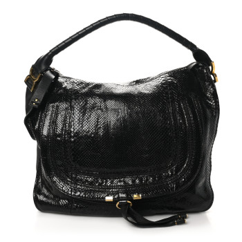 CHLOE Snakeskin Large Marcie Hobo Black
