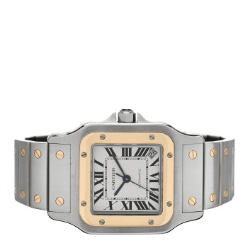 CARTIER Stainless Steel 18K Yellow Gold 32mm Santos De Cartier Galbee Automatic Watch