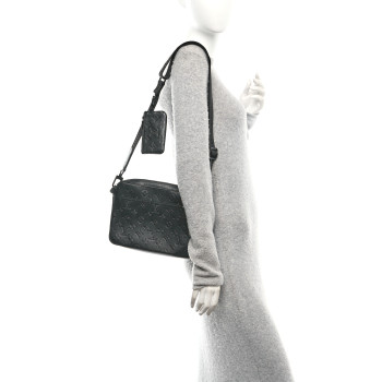 LOUIS VUITTON Calfskin Monogram Shadow Duo Messenger Black