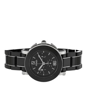 FENDI Stainless Steel Ceramic 38mm Chronograph Quartz Watch Black