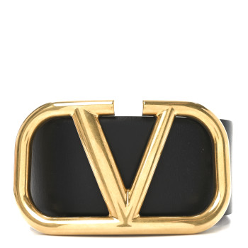 VALENTINO GARAVANI Glossy Calfskin VLogo Reversible 40mm Belt 85 34 Black Rouge Pur