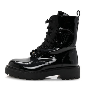 LOUIS VUITTON Patent Territory Ranger Boots 38 Black
